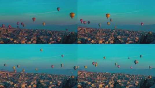 土耳其五颜六色的热气球高清在线视频素材下载