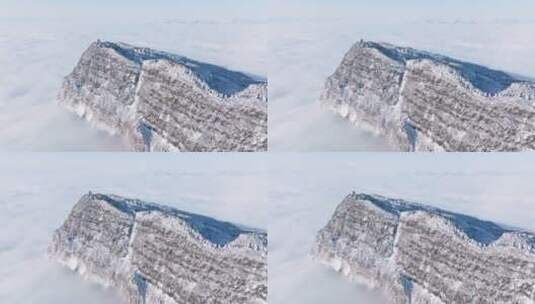 峨眉山万佛顶冬季雪景云海航拍高清在线视频素材下载