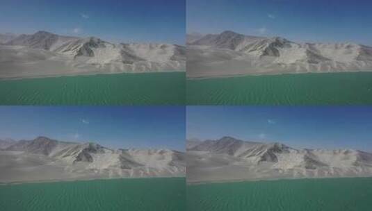 新疆阿克陶县白沙湖白沙山自然风光高清在线视频素材下载