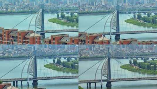 航拍上饶大桥高清在线视频素材下载