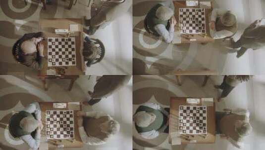 下国际象棋的老年人高清在线视频素材下载