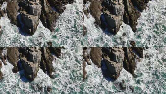 航拍蔚蓝大海海浪慢镜头高清在线视频素材下载