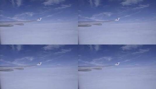 云层上空飞机机翼高清在线视频素材下载
