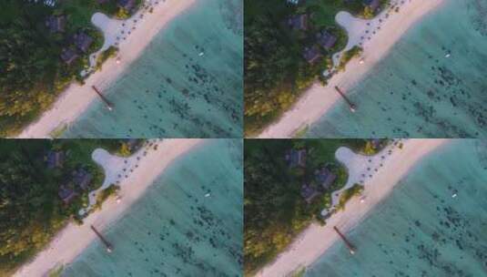 鸟瞰纯洁的海边沙滩海滩高清在线视频素材下载