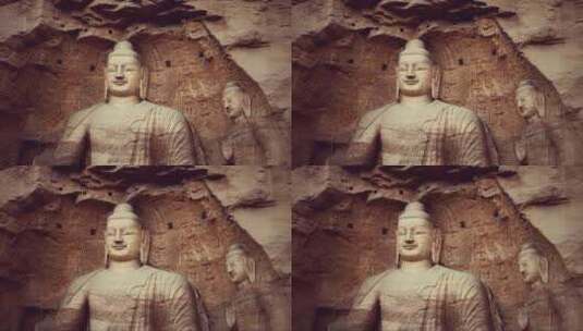 云冈石窟佛像的景色高清在线视频素材下载