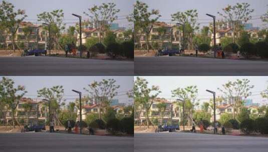 市政园林工程-路灯铺线高清在线视频素材下载