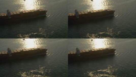 集装箱船在海面行驶航拍高清在线视频素材下载