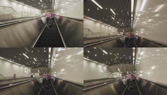 地铁站 扶梯 老人高清在线视频素材下载
