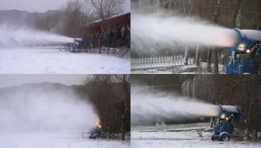 人工造雪 造雪机高清在线视频素材下载