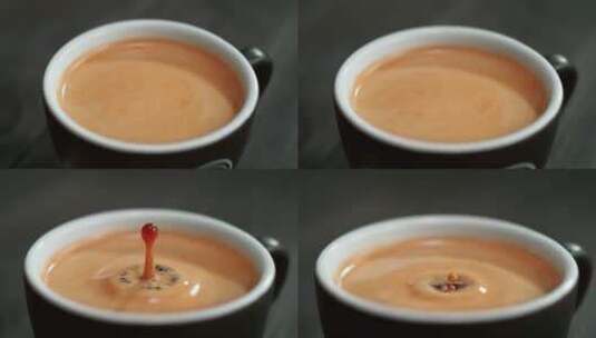 咖啡滴入杯子慢镜头高清在线视频素材下载