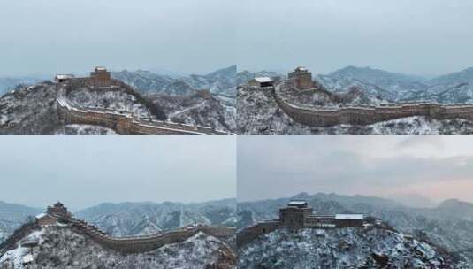 冬季中国长城雄壮威武航拍长城高清在线视频素材下载