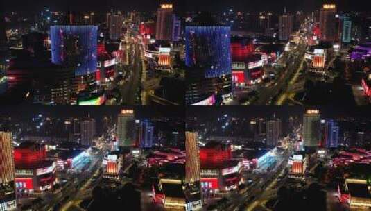 三江口夜景天一街道高清在线视频素材下载