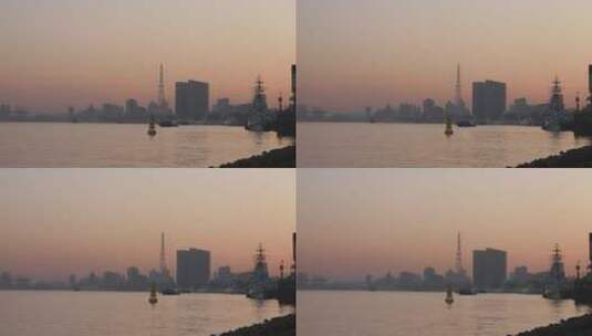 黄昏下的港口落日唯美天黑实拍高清在线视频素材下载