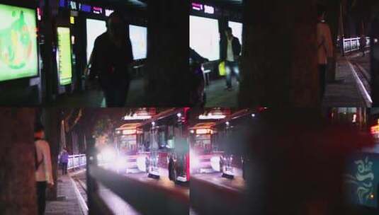 城市夜晚孤独的行人高清在线视频素材下载