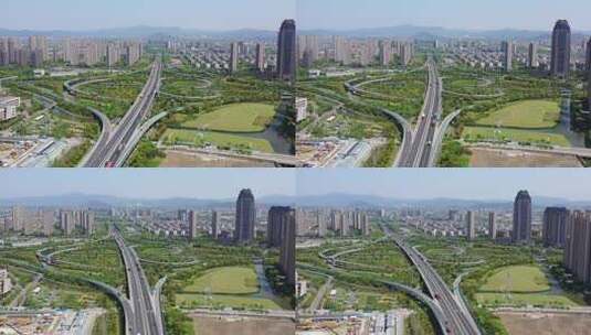 宁波城市交通宁波东枢纽立交桥高清在线视频素材下载