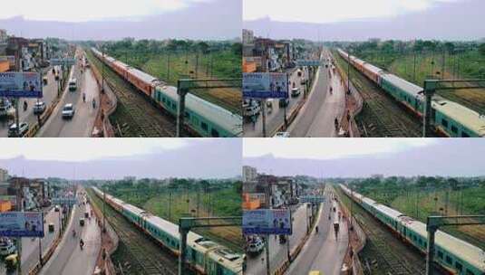 火车行驶而过  火车 印度火车  车厢高清在线视频素材下载