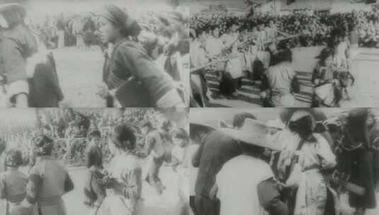 4-50年代苗族唱歌跳舞高清在线视频素材下载