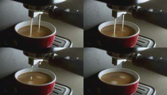 机器中的咖啡流入杯子中高清在线视频素材下载