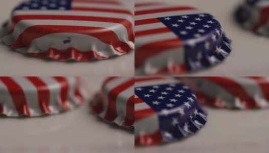 印有美国国旗的瓶盖旋转镜头-瓶盖021高清在线视频素材下载
