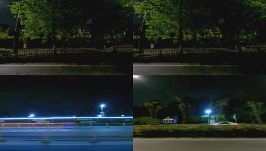 夜晚杭州市之江路车左行车空镜高清在线视频素材下载
