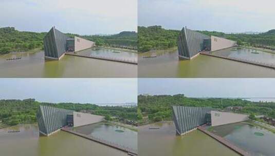 武汉中山舰博物馆环绕上升镜头高清在线视频素材下载