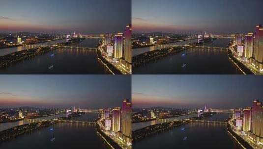 湖南长沙湘江大桥城市风光4k航拍高清在线视频素材下载