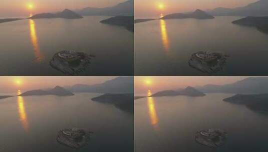 日落时马穆拉岛的鸟瞰图高清在线视频素材下载