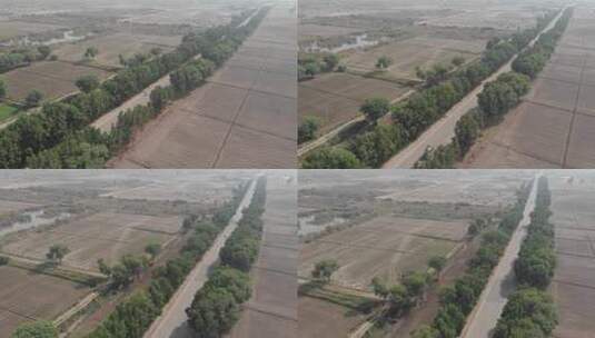 巴基斯坦信德省凯尔普尔一片可爱的绿地上的巴基斯坦高速公路无人机镜头显示高清在线视频素材下载