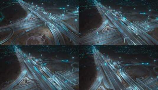 4K：延时鸟瞰图和城市交通俯视图。有车位的高速公路高清在线视频素材下载