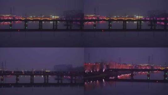 桥上火车高铁夜景高清在线视频素材下载