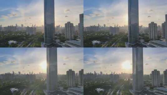 航拍深圳城市建筑夕阳晚霞风光视频素材高清在线视频素材下载
