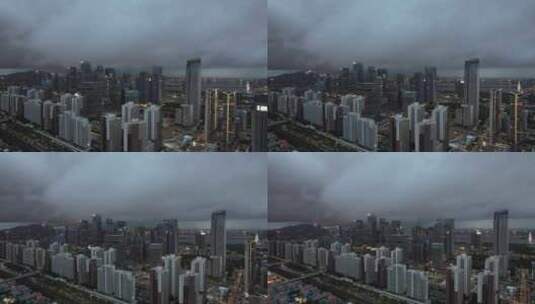暴风雨下的深圳前海自贸区高清在线视频素材下载