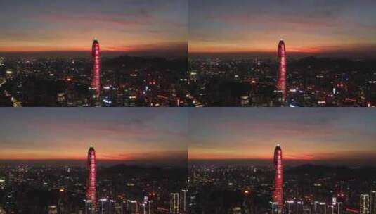 深圳市福田中心区平安金融中心日落夜景高清在线视频素材下载