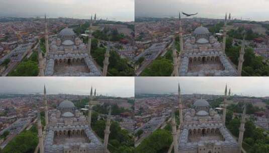 苏莱曼尼耶清真寺和伊斯坦布尔全景高清在线视频素材下载