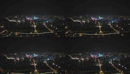 江苏淮安城市夜景灯光航拍高清在线视频素材下载