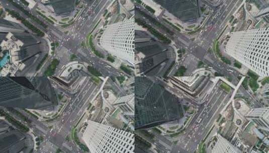 深圳航拍城市商圈道路车流俯拍高清在线视频素材下载