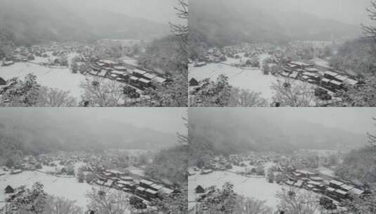 下雪的村庄高清在线视频素材下载