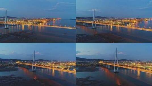 厦门漳州跨海大桥厦漳大桥夜景航拍高清在线视频素材下载