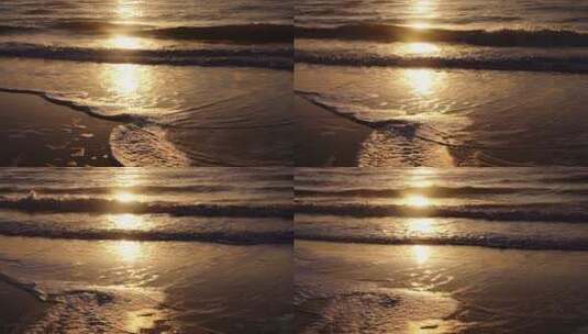 8k实拍早晨阳光照耀下的金色海滩空镜高清在线视频素材下载