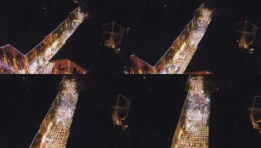 4K云南建水紫陶街正面夜景航拍高清在线视频素材下载