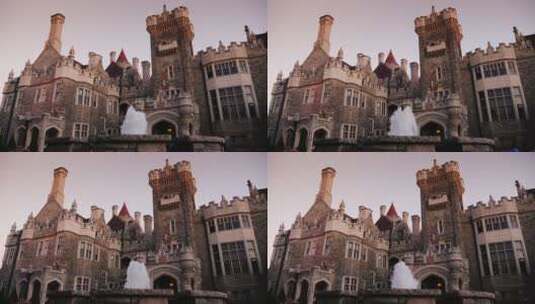 城堡前的喷泉高清在线视频素材下载