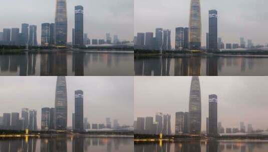 深圳城市景观与水反射高清在线视频素材下载