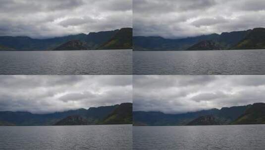 山脉下的泻湖高清在线视频素材下载