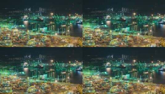 港口的夜景延时高清在线视频素材下载