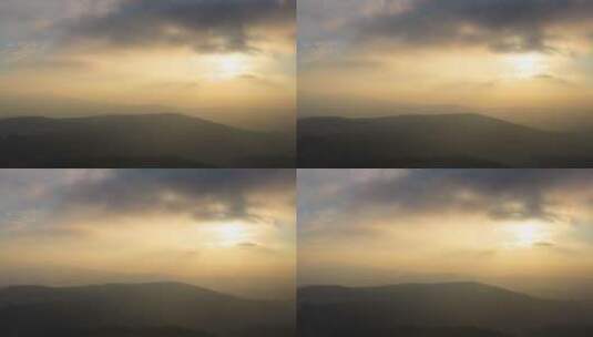 夕阳下的山景高清在线视频素材下载