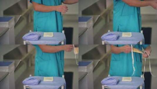 医疗人员准备手术口罩高清在线视频素材下载