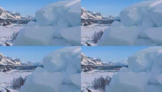 冰雪中的北极海湾高清在线视频素材下载