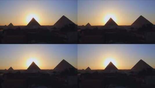 吉萨金字塔后面的日出高清在线视频素材下载