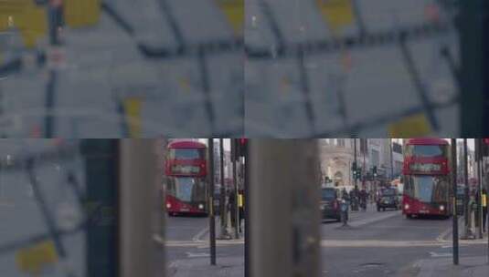 镜头从巴士站地图转到巴士高清在线视频素材下载
