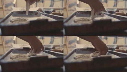 面包制作的特写镜头高清在线视频素材下载